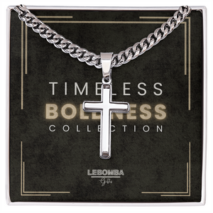 LebombaGifts® Timeless Boldness Collection: Cuban Link Chain with Artisan Cross