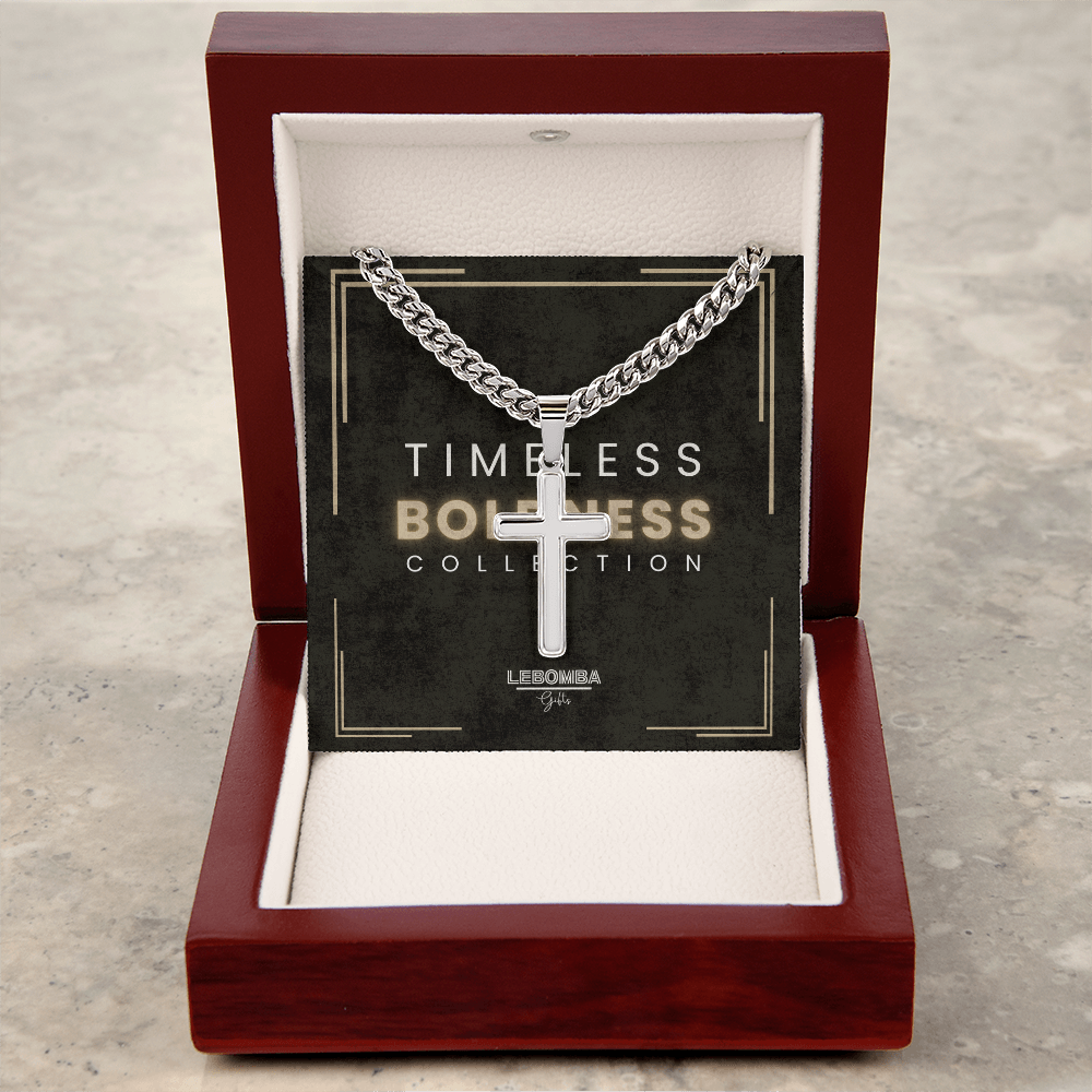 LebombaGifts® Timeless Boldness Collection: Cuban Link Chain with Artisan Cross