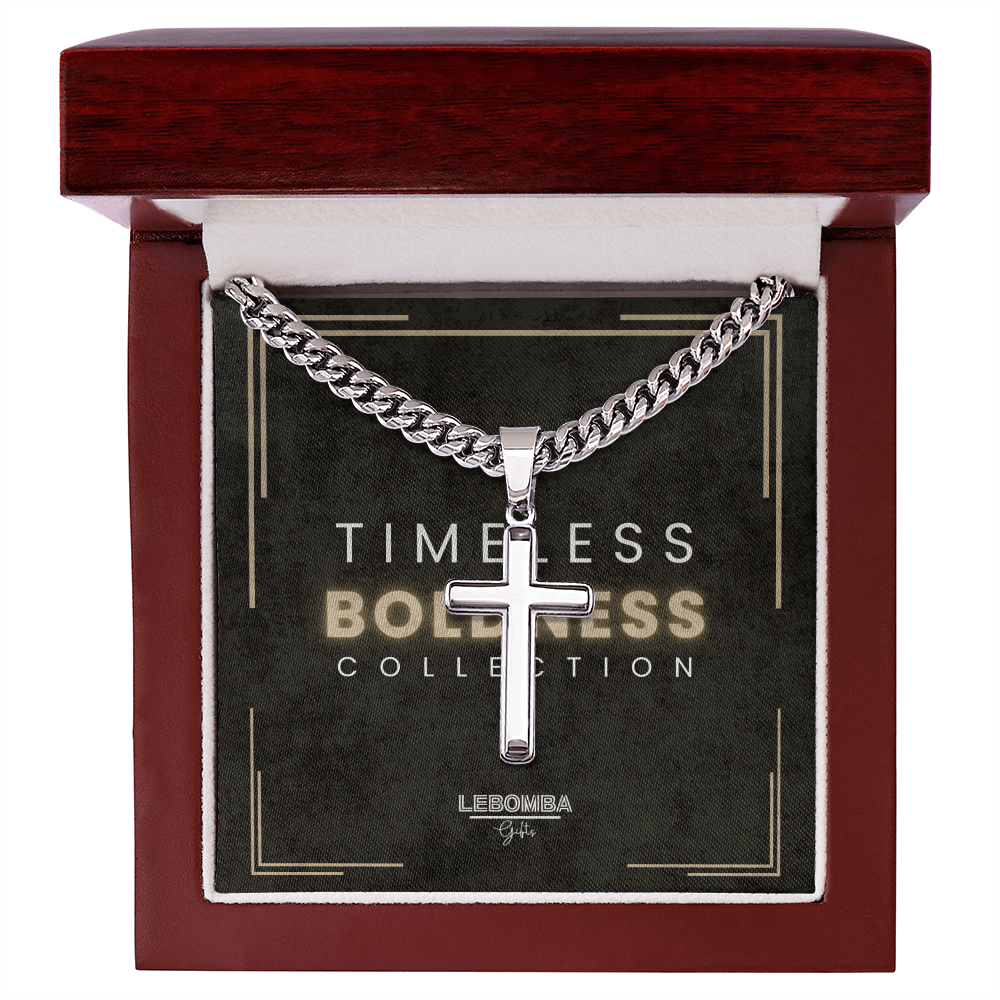 LebombaGifts® Timeless Boldness Collection: Cuban Link Chain with Artisan Cross